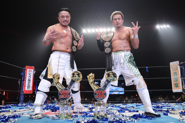 Hirooki Goto et YOSHI-HASHI remportent la NJPW World Tag League 2023.
